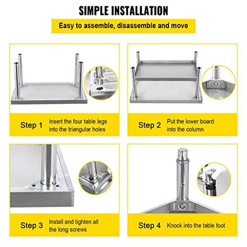 VEVOR Stainless Steel Equipment Grill Stand, 36 x 30 x 24 Inches Stainless Table, Grill Stand Table with Adjustable Storage Undershelf, Equipment Stand Grill Table for Hotel, Home, Restaurant Kitchen - CookCave