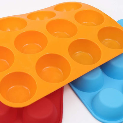 Cozihom Silicone Muffin Pan, Cupcake Pan, 12 Cups, Food Grade Egg Muffin Baking Silicone Molds, Non-stick, 3 Pcs - CookCave