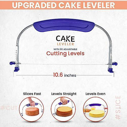 RFAQK 35PCs Cake Decorating Supplies Kit and Leveler-Rotating Cake Turntable with Non Slip pad-7 Icing Tips and 20 Bags- Straight & Offset Spatula-3 Scraper Set -Ebook, Black - CookCave