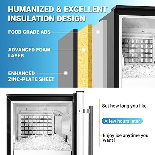 Euhomy Commercial Ice Maker Machine, 79 Lbs/Day Ice Making Stainless Steel Under Counter Ice Maker with 24 Lb Storage, Built-in Freestanding Ice Maker for Commercial and Home Use - CookCave