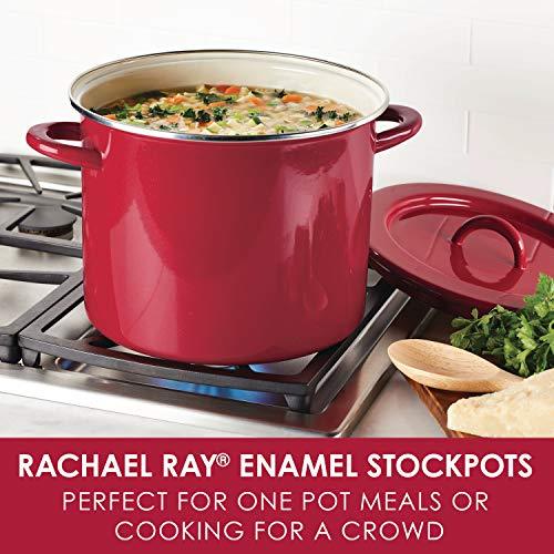 Rachael Ray Create Delicious Stock Pot/Stockpot with Lid - 12 Quart, Red - CookCave