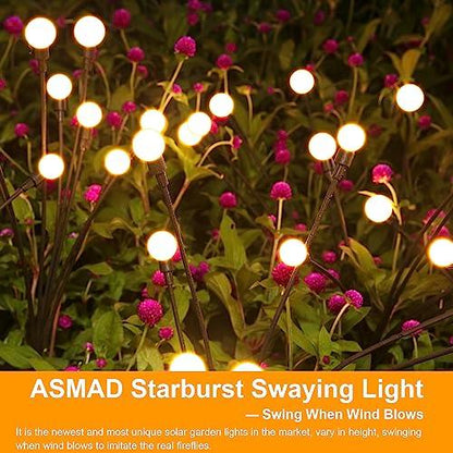 Solar Garden Lights, ASMAD 4 Pack 32 LEDs Solar Outdoor Lights, Outdoor Decorations Lights, Solar Swaying Lights, Firefly Lights for Patio Pathway Outdoor Decor, Big Bulb Solar Swaying Light - CookCave