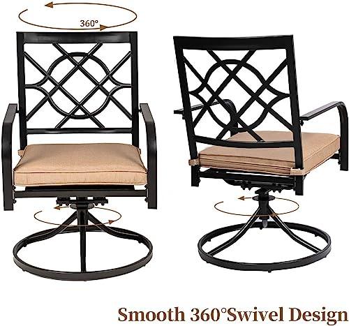 Oakcloud Outdoor Metal Swivel Dining Chairs, Strong Capacity Patio Chairs Set of 4, Patio Dining Chair Patio Furniture with Cushion for Garden, Backyard, Bistro, Black - CookCave