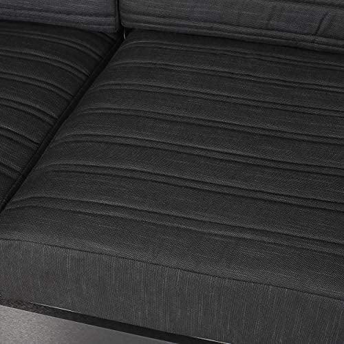 Christopher Knight Home Giovanna Outdoor LOVESEAT, Dark Gray + Natural + Black Anodize - CookCave