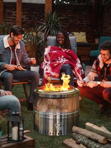 YEFU Fire Pit 20in Dia, Folding Smokeless Firepit, Wood Burning Stainless Steel Portable Outdoor Fireplace with Removable Ash Stand,Gloves,Fire Poker,Bonfire Fire Pits for Outside Camping, 17.8 lbs - CookCave