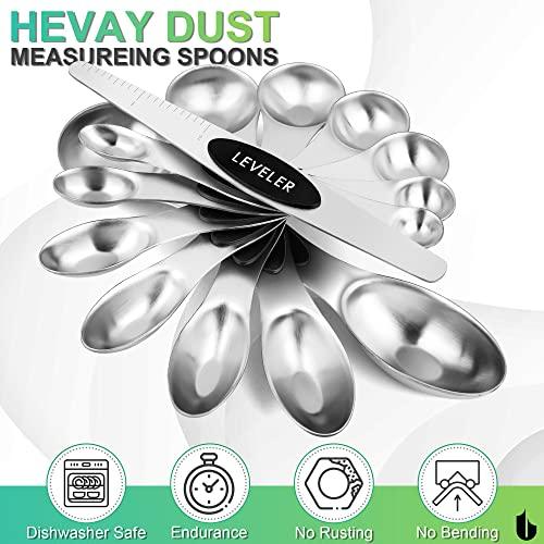 Urbanstrive Magnetic Measuring Spoons Set Stainless Steel, Dual Sided for Liquid Dry Food, Measuring Cups Spoons Set Fits in Spice Jar, Kitchen Gadgets, Cooking Utensils Set, Including Leveler, Silver - CookCave