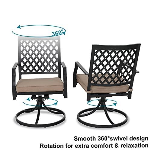 PHI VILLA Patio Swivel Chairs Set of 2 Outdoor Dining Rocker Chair Support 300 lbs for Garden Backyard Bistro Furniture Set with Cushion - CookCave