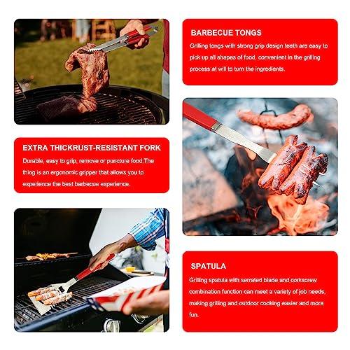 SETTECH 6PCS Grill Set for BBQ Tools Grilling Set,Heavy Duty Grill Utensils for Outdoor Grill with Spatula,Fork,2 Set of Brushes,Tongs and BBQ Press,BBQ Accessories Grill Sets for Men - CookCave