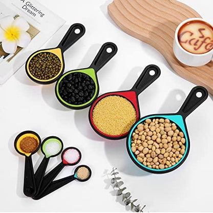 Collapsible Silicone Measuring Cups and Spoons Set 8-Piece Adjustable Measuring Cup Camper Kitchen Accessories Measure Cups and Spoons Set… - CookCave