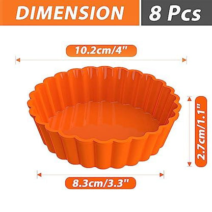 Webake Silicone Mini Tart Pan 4 Inch Non-stick Mini Quiche Molds Small Pie Baking Pan Tart Molds for Baking, Pack of 8 - CookCave