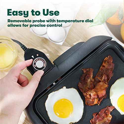 BELLA Electric Griddle with Warming Tray - Smokeless Indoor Grill, Nonstick Surface, Adjustable Temperature & Cool-touch Handles, 10" x 18", Copper/Black - CookCave