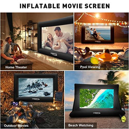 Inflatable Projector Screen Outdoor,16FT Blow Up Movie Screen with Air Blower Front & Rear Projection One-piece Design Easy Set up,Large Outdoor Projector Screen for Outside Backyard Movie Night Party - CookCave