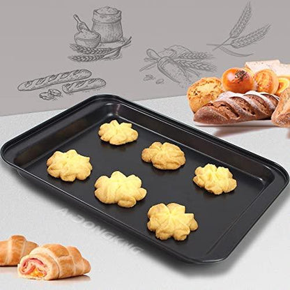 Small Cookie Sheets, Baking Pans, Nonstick Carbon Steel Baking Sheets, 2-Pack, 9.5 X 7.1 Inches (Inner 7.5 X 6) - CookCave