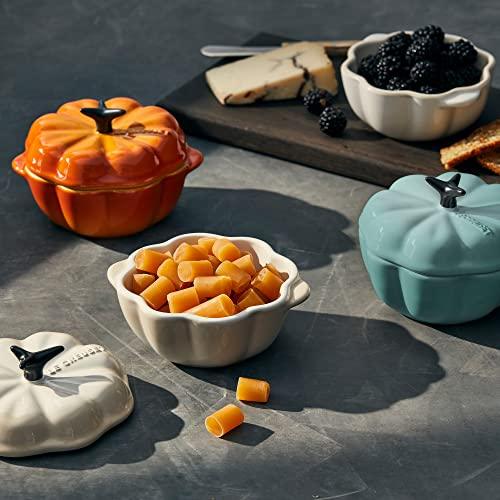 Le Creuset Stoneware Figural Pumpkin Petite Cocotte, 12oz, Persimmon - CookCave