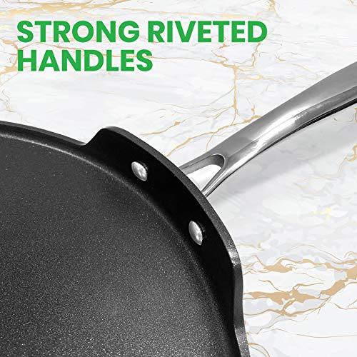 NutriChef Nonstick Stove Top Crepe Pan| Great for Pancakes, Eggs PTFE/PFOA/PFOS Free 12" Hard-Anodized Non stick Grill & Griddle Pan - Dishwasher Safe NCHAC45 - CookCave