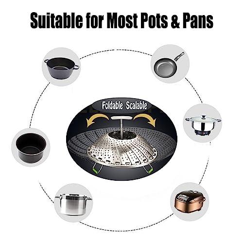 Vegetable Steamer Basket for Cooking Food Veggie Broccoli Meat Steamer Pot Cooker Expandable Steel Steamer (5.5"-9") - CookCave