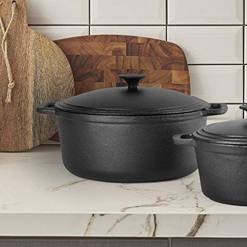 COMMERCIAL CHEF 6.6 Quart Cast Iron Dutch Oven with Dome Lid and Handles - CookCave