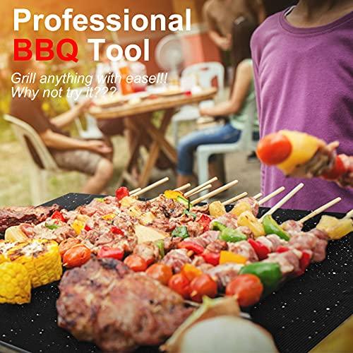 Grill Mat for Outdoor Grill Set of 5, Grill Sheets 100% Non-Stick Reusable, Heavy Duty, Barbecue Baking Mat Durable for Charcoal Gas Electric Grill, Easy to Clean, 15.75 x 13-Inch - CookCave