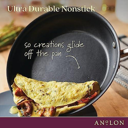 Anolon Advanced Hard Anodized Nonstick Sauce Pan/Saucepan with Straining and Pour Spouts, 1 Quart, Gray - CookCave
