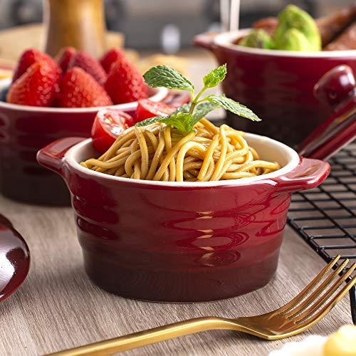 LOVECASA 8 OZ Mini Casserole Dish with Lid, Mini Cocotte with Handles Ceramic Ramekins for Baking,Cute Individual Soup Pot,Ramekins with lids oven safe for Baking, Souffle Dish,Creme Brulee,Set of 4 - CookCave