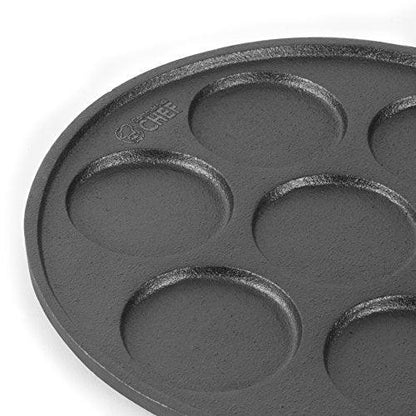 Commercial CHEF Cast Iron Pancake Pan, Silver Dollar Pancake Griddle, Easy to Clean & Heats Evenly, Makes 7 Mini Silver Dollar Pancakes - CookCave