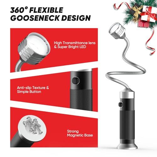 Grilling Gifts for Men: 2 Pack Magnetic Grill Lights for Outdoor Grill, Smoker Accessories Gifts for Men, 8.3 IN 360 Degree Flexible Gooseneck, Mens Gifts for Valentine's Day, Cool Gadgets for Men/Dad - CookCave