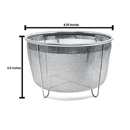 Cuisinox Stainless Steel 6 Quart Steamer Basket with Silicone Handle for Instant Pot Steaming Vegetables Eggs Meats Bone Broths Stocks - CookCave