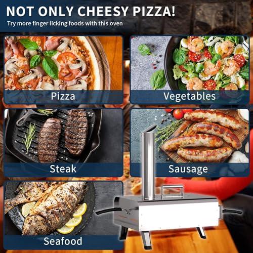 UDPATIO Outdoor Pizza Oven, 12" Wood Fired Pizza Ovens, Portable Pellet Pizza Stove for Outside, Portable Stainless Steel Pizza Maker for Backyard and Camping - CookCave