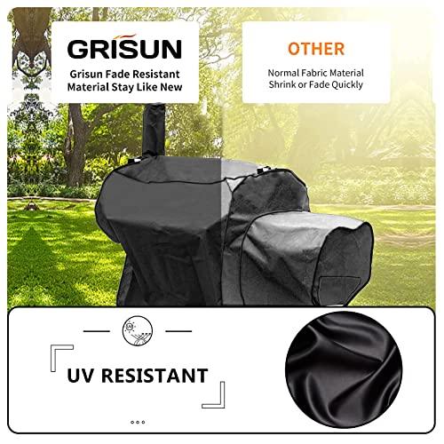 Grisun Grill Cover for Oklahoma Joe's Longhorn Offset Smoker, Anti-UV Waterproof Offset Smoker Cover for Oklahoma Joe's 13201747-50, Heavy-Duty 600 D Polyester, Black (70" L x 60" H x 40" W) - CookCave