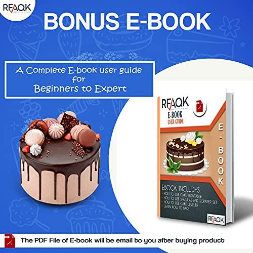 RFAQK 50PCs Cake Turntable Set -12" Aluminum Revolving Stand- Professional Cake Leveler / Decorating Supplies Kit with Straight & Offset Spatula-Numbered Icing Tips & Bags - CookCave