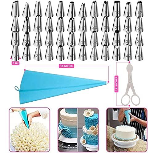 129PCS Piping Set Cake Decorating Tools, Baking Pastry Tools with 48 Numbered Icing Tips & Pastry bag & Flower Lifter & Nail, Cookie Cake decorating tips supplies kit & baking tools (129 PCS) - CookCave