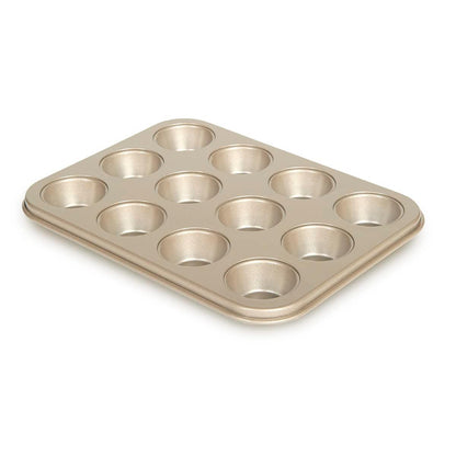 Glad Muffin Pan Nonstick-Heavy Duty Metal Cupcake Tin with Small Baking, Mini 12-Cup, Gold - CookCave