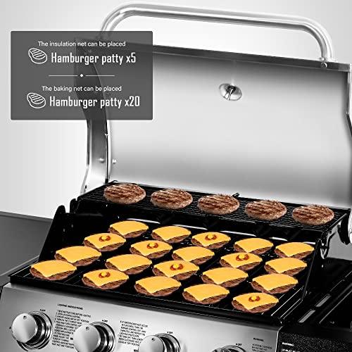 MASTER COOK Gas Grill, BBQ 4-Burner Cabinet Style Grill Propane with Side Burner, Stainless Steel - CookCave