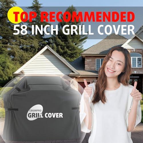 Cbiumpro 58 Inch Grill Cover for Outdoor Grill, Durable Weatherproof BBQ Grill Covers for Outside Weber Spirit E-210, E-310, E-315, E-330, E-335, S-315, Char-Broil, Brinkmann, Nexgrill (2-5 Burner) - CookCave