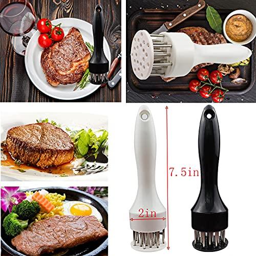 Meat Tenderizer Tool with Ultra Sharp Stainless Steel Needle Blades 2 Pack Meat Tenderizer Tool Profession Kitchen Gadgets Jacquard for Tenderizing and Cooking BBQ, Marinade, Steak, Beef, and Poultry - CookCave