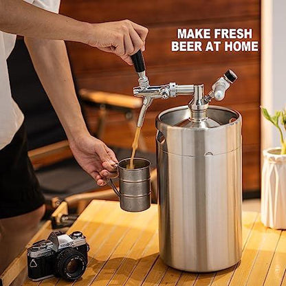 270OZ Mini Keg Growler, Pressurized Home Dispenser System with Adjustable Faucet Keeps Carbonation and Fresh for Homebrew, Craft and Draft Beer - CookCave