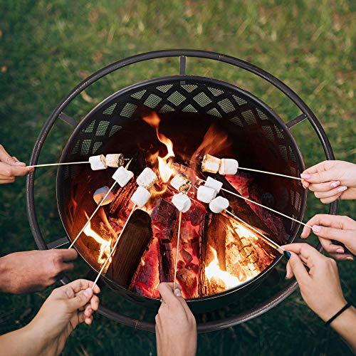 Yaheetech 36 Inch Outdoor Round Fire Pit - Backyard Patio Garden Stove Bonfire Wood Burning Firepit for Outside with Spark Screen and Poker - CookCave