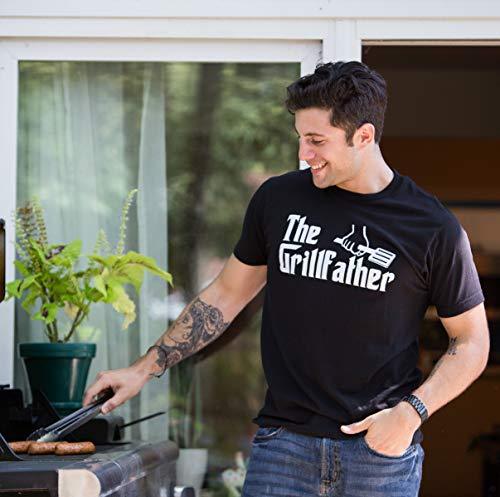 The Grillfather | Funny Dad Grandpa Grilling BBQ Meat Humor T-Shirt Joke for Men - (Adult,L) Black - CookCave