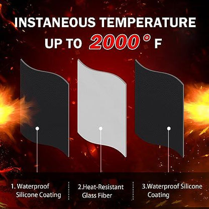 TOHONFOO 24" x 31" Grill Mat Fireproof for Outdoor Grill Protecting Prep Barbecue Table - Heat Resistant BBQ Tabletop Grilling Griddle Pad, Easy to Clean & Storage - Waterproof & Foldable, 0.6mm - CookCave