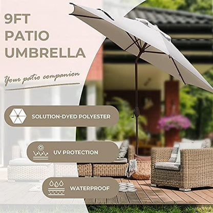 Abba Patio 7.5' Patio Umbrella Market Umbrella Outdoor Table Umbrella with Push Button Tilt & Crank for Patio, Beige - CookCave