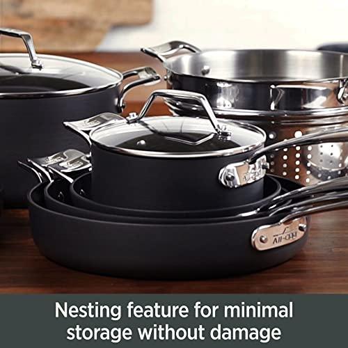 All-Clad Essentials Hard Anodized Nonstick Fry Pan Set 2 Piece, 8, 10,5 Inch Oven Broiler Safe 500F, Lid Safe 350F Pots and Pans, Cookware Black - CookCave