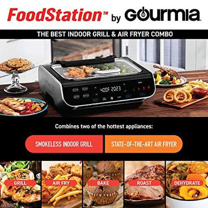 Gourmia Smokeless Indoor Grill & Air Fryer raclette grill with Smoke Extracting Technology Extra-Large Nonstick Cooking electric grill indoor Korean BBQ Style 6 Quart FoodStation™ - CookCave