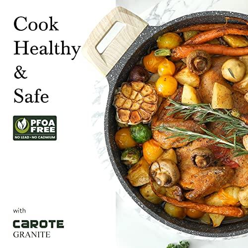 CAROTE 4 Qt Nonstick Stock Pot - Granite Soup Pot and Dutch Oven With Lid, 4 Quart Casserole for Stews - Super Easy to Clean, PFOA Free (CLASSIC GRANITE) - CookCave