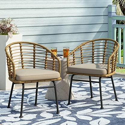 Christopher Knight Home Randy Outdoor Dining Chair Sets, Beige + Light Brown + Black - CookCave