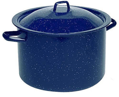 IMUSA USA 4-Quart Blue Speckled Enamel Stock Pot with Lid - CookCave