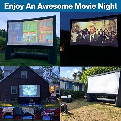 XHYCPY 16ft Inflatable Movie Screen Outdoor Projector Screen with Air Blower Storage Bag - Front/Rear Projection, Easy Set Up Blow Up Screen for Backyard Movie Night, Theme Parties, Celebrations - CookCave