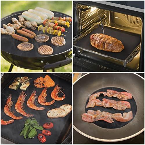 IMAGE BBQ Grill Mat Set of 3, one Large 16" x71”, 2 pcs 16"x13", 100% Non-Stick Grill Mats for Outdoor Grill, Reusable, Heat Resistant, PFOA Free for Gas Grill, Charcoal, Electric Grill and Oven - CookCave