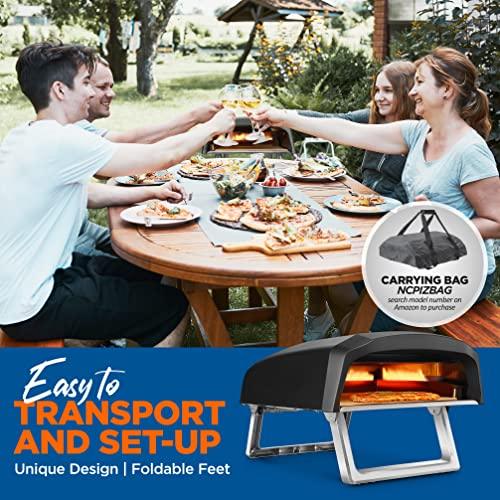 NutriChef NCPIZOVN.3 Portable Gas, Fire & Stone Outdoor Pizza Oven, Black - CookCave