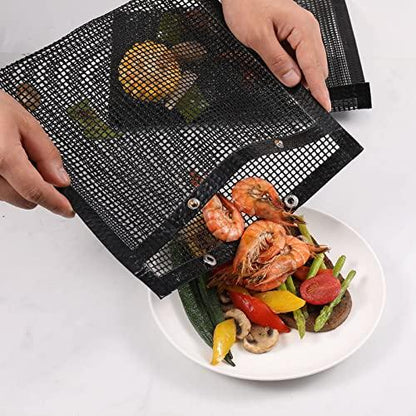 BBQ Mesh Grill Bags for Outdoor Grill Reusable, 3 PCS Non-Stick Barbecue Bags for Charcoal Gas Electric Grills Smokers BBQ Veggie Grill Bags for Cooking Vegetables Grilling Bag Pouches Heat-Resistant - CookCave