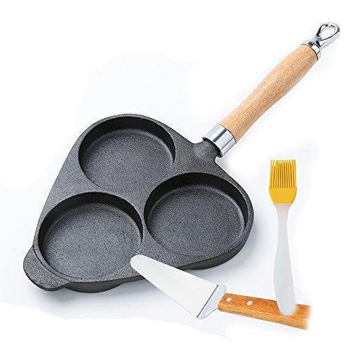 Nadalan Cast Iron Omelette Egg Burger Fried Egg Pot Pancake Pan With 3-Mold - CookCave